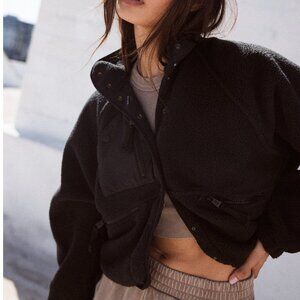Free People Hit The Slopes Fleece Jacket - Black - Small